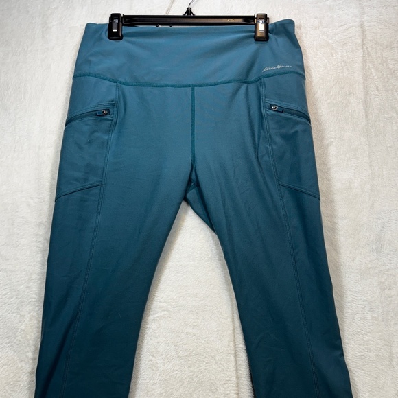 Eddie Bauer Leggings Womens Size Large Turquoise Cropped Athleisure Pockets - Picture 1 of 9